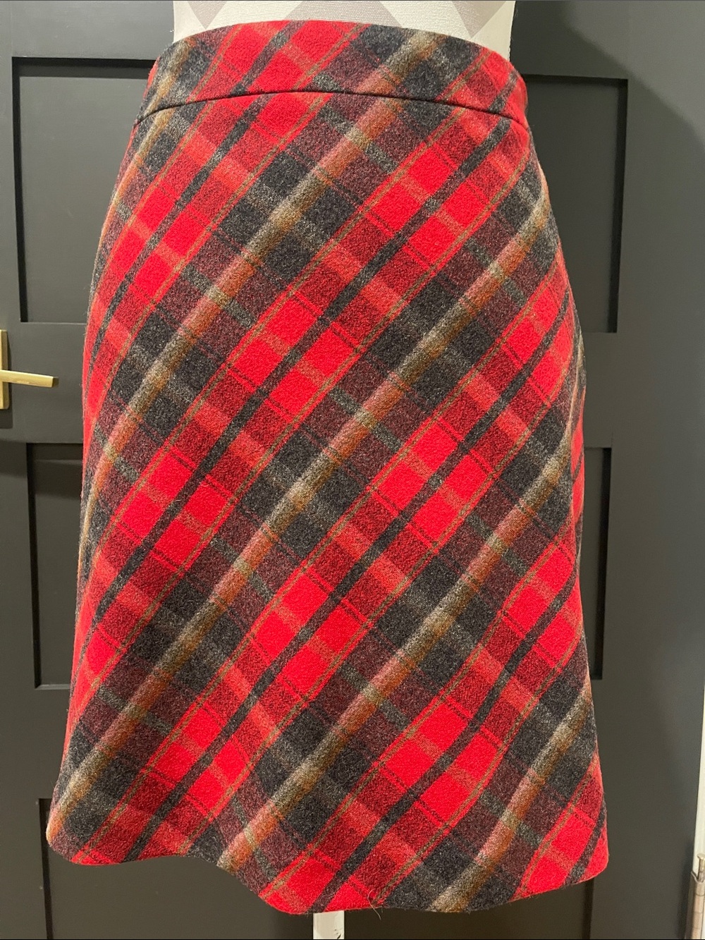 American Eagle Outfitters Y2K Wool Red Plaid A Line Mini Skirt Size 0